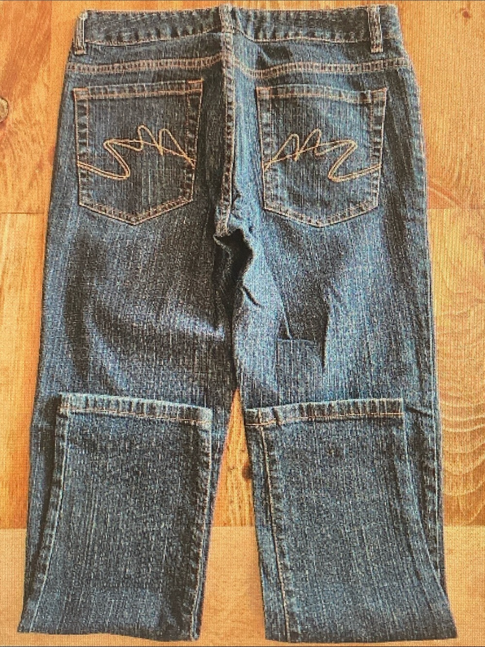 Metro Women's Straight Leg Blue Denim Jeans with Contrast Back Pocket Stitching